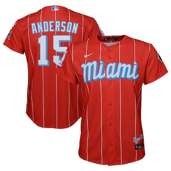 youth nike brian anderson red miami marlins city connect rep
